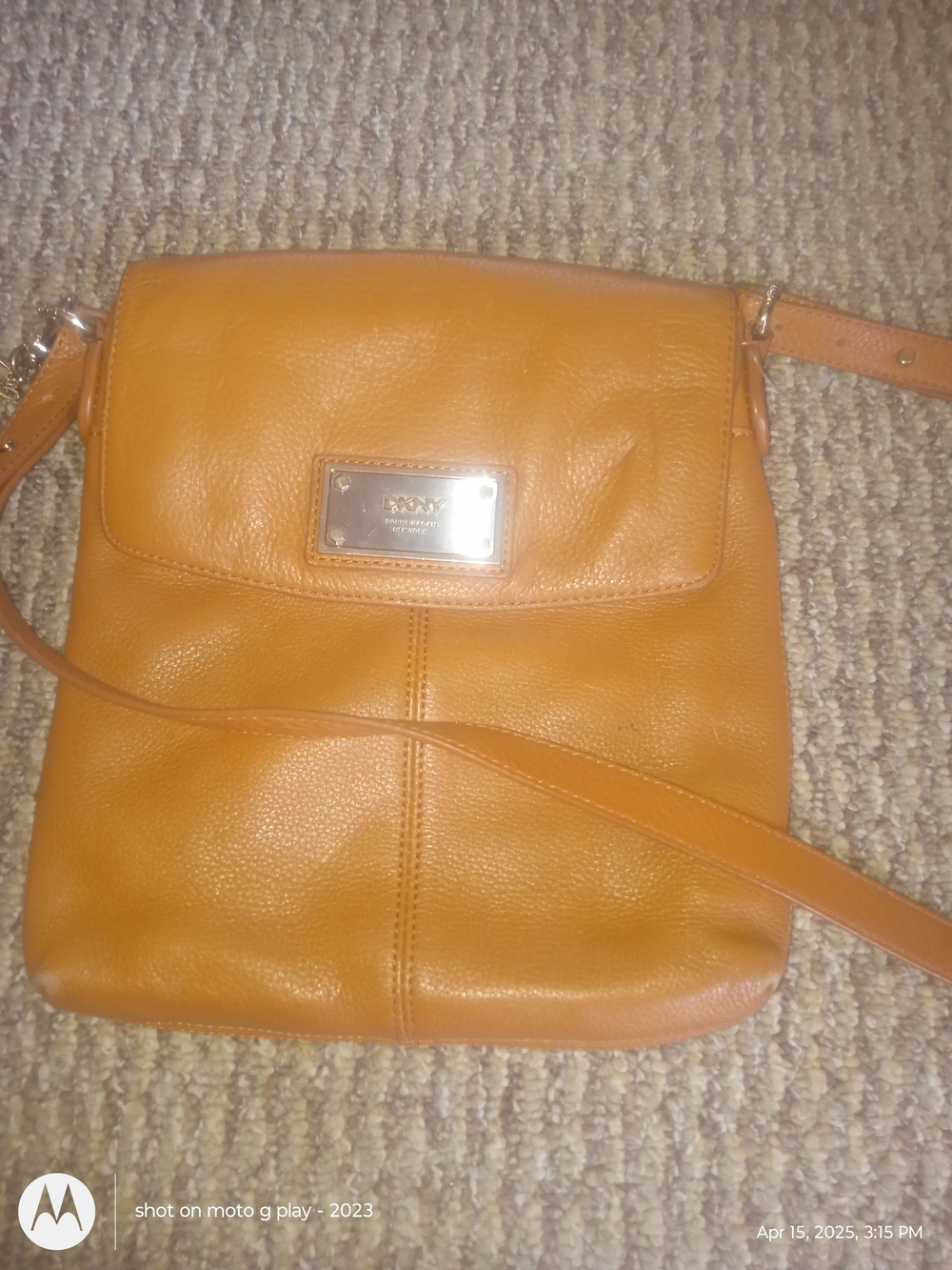 Unknown Brand Mustard Leather Crossbody Bag